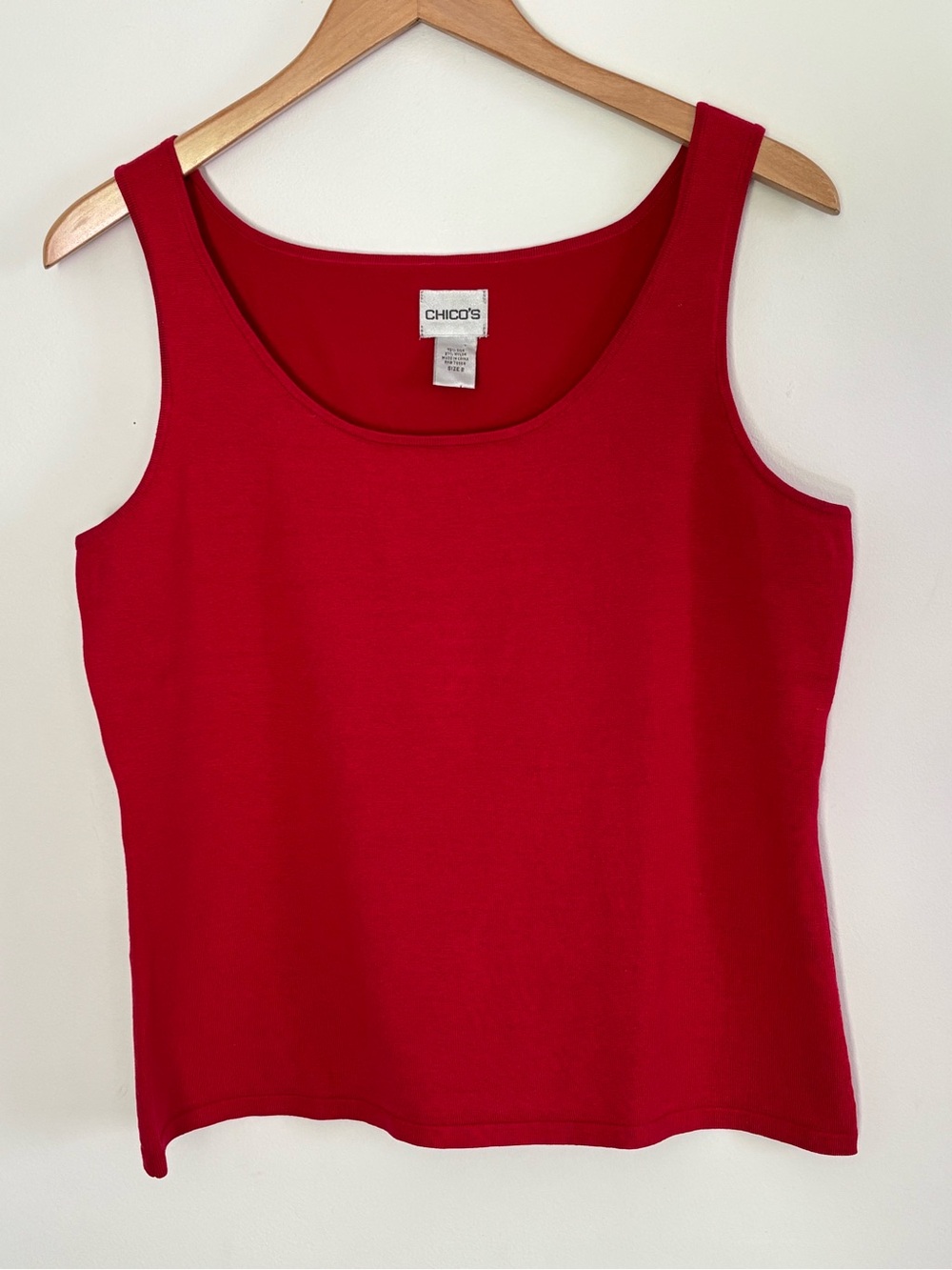 Chico’s 2 Red Silk Blend Knit Tank Top US Large 12/14 Classic Timeless Layer*A53